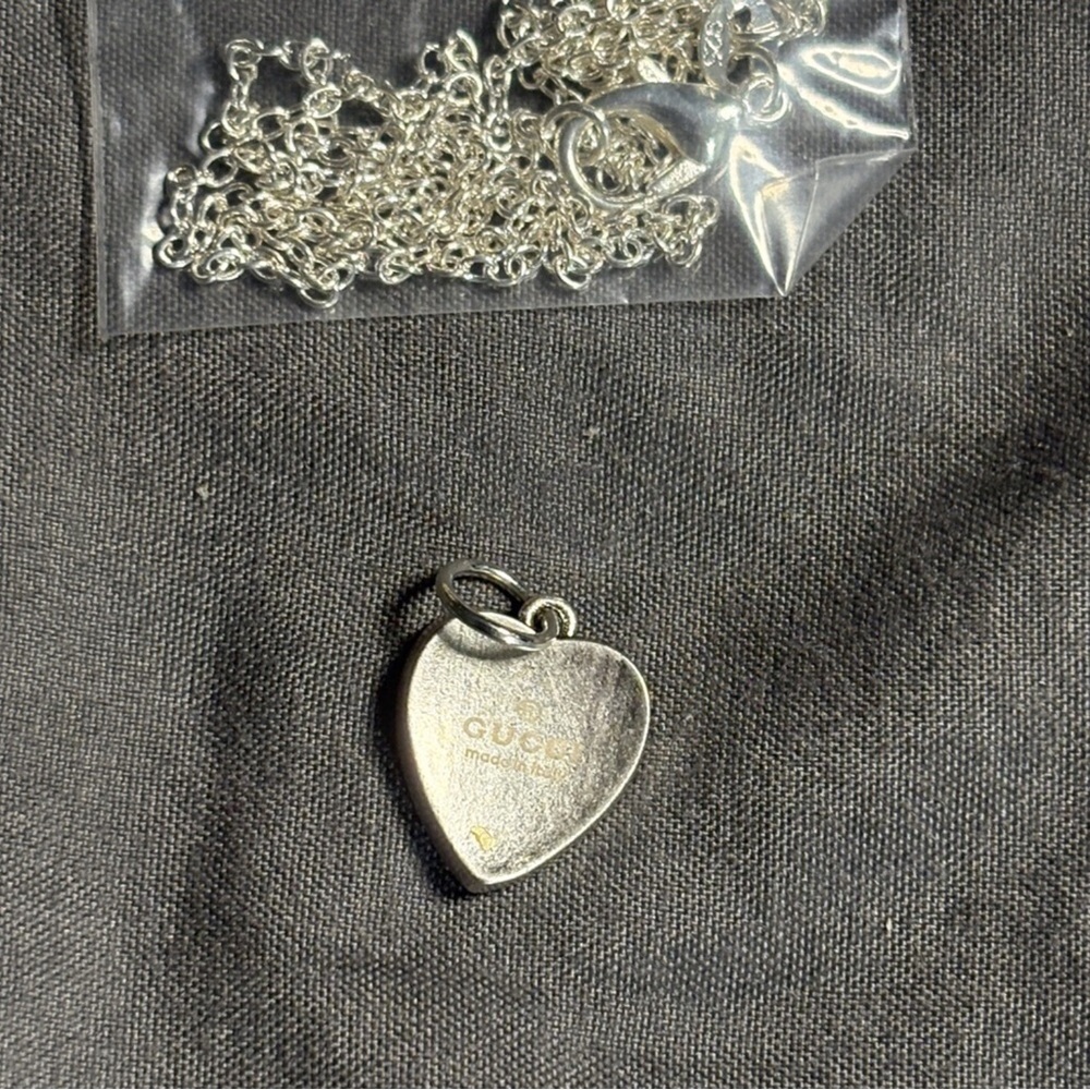Gucci Silver Heart Necklace with Blue Accent - Picture 2 of 2
